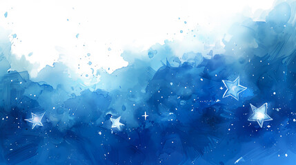 Wall Mural - Abstract watercolor background blue galaxy stars space cosmic universe astronomy night sky