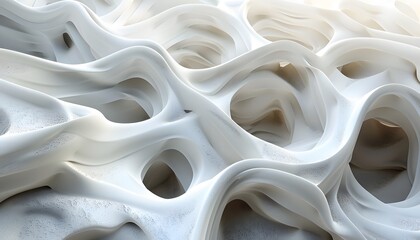 Aufkleber - Abstract white 3D rendering of flowing, interconnected shapes