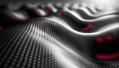 Aufkleber - A close up of a black, textured, wavy surface with small red dots scattered across it