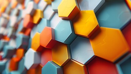 Aufkleber - A close-up of colorful, hexagonal shapes creating a pattern