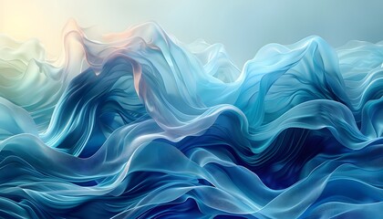 Aufkleber - Abstract blue and white flowing fabric