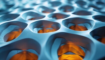 Aufkleber - A close-up of a blue, 3D, honeycomb-like structure