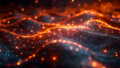 Leinwandbilder - Abstract background with glowing orange and blue lights