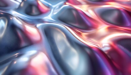 Leinwandbilder - Abstract iridescent metallic surface with ripples and waves