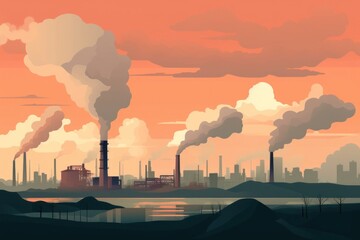 Canvas Print - polluted sky factory architecture pollution.