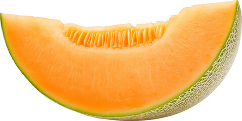 Wall Mural - Fresh cantaloupe slice isolated on transparent background.