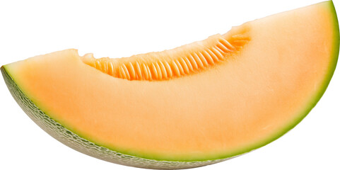 Wall Mural - Fresh cantaloupe slice isolated on transparent background.