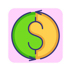 Poster - Circulation of money line icon. Refund, arrow, dollar sign. Finance concept. Can be used for topics like finance management, converting, dollar cycle