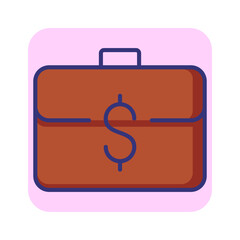 Poster - Case with money line icon. Portfolio, briefcase, dollar sign. Finance concept. Can be used for topics like investment, business, finance management
