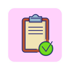 Poster - Checklist line icon. Checkbox, check, tick, clipboard. Office supply concept. Can be used for topics like making list, paperwork, questionnaire