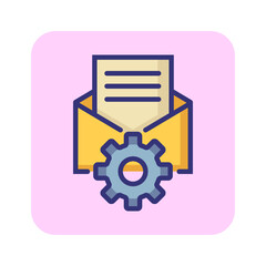 Wall Mural - Email optimization line icon. Envelope, gear, cog, letter. App design concept. Can be used for topics like setup, communication, email marketing