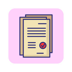 Poster - Documents line icon. Paper, application, checkmark. Paperwork concept. Can be used for topics like business, applying for job, signing contract