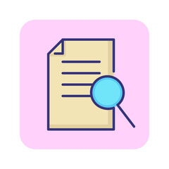 Poster - Document analysis line icon. Paper, text, magnifier glass. Paperwork concept. Can be used for topics like business, economy, legal advice, inspecting, consulting