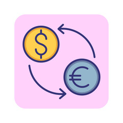Poster - Currency exchange line icon. Cash, euro, dollar, arrow. Finance concept. Can be used for topics like money, profit, earning, finance management