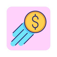 Poster - Rise of dollar line icon. Dollar coin flying up. Currency concept. Can be used for topics like money, finance, rate increase, financial forecast
