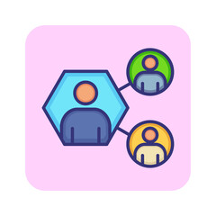 Poster - People contact line icon. Team, teamwork, link, scheme, chain. Communication concept. Can be used for topics like networking, connection, community
