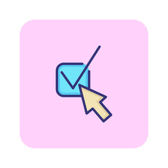 Poster - Select line icon. Check, tick, cursor checkbox. Interface concept. Can be used for topics like app design, selection, mobile application