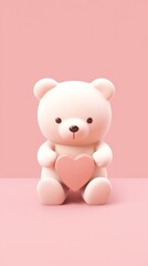 Sticker - Teddy bear heart cute pink.