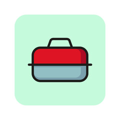 Poster - BBQ box line icon. Bag, container, food, meat. Lunch box concept. Can be used for topics like barbecue, dinner, picnic