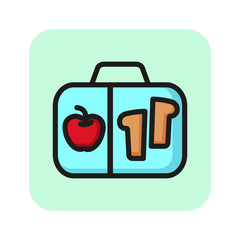 Poster - Breakfast line icon. Bag, sandwich, apple. Lunch box concept. Can be used for topics like snack, healthy eating, organic food