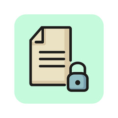 Sticker - Information protection line icon. File, document, lock, padlock. Data safety concept. Can be used for topics like information technology, privacy, regulation