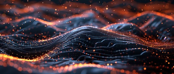 Illuminated Data Flow: Dynamic Digital Waves and Particles in Dark Space