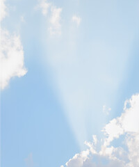 Wall Mural - sunbeam through the haze on blue sky, vertical