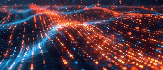 Digital Connectivity: Glowing Data Flow with Binary Code Light Effects