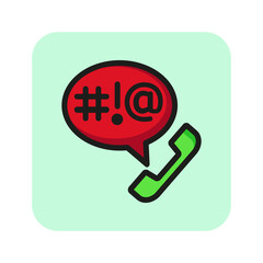 Poster - Swearing on phone line icon. Swear word, arguing, offense. Censorship concept. Vector illustration can be used for topics like communication, information, social issues