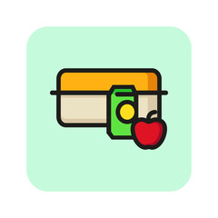 Poster - Snack box line icon. Apple, drink, container. Lunch box concept. Can be used for topics like picnic, dinner, organic food