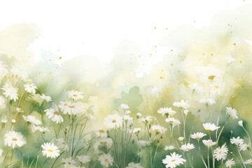 Sticker - Daisy field watercolor background backgrounds outdoors nature.