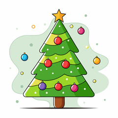 Wall Mural - Abstract Christmas tree vector art illustration on a white background