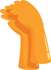 Poster - Pair of orange rubber gloves are standing upright, suggesting they are ready for use