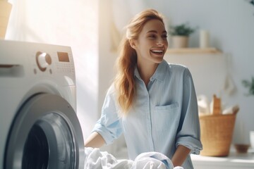 Poster - Laundry appliance smiling dryer.