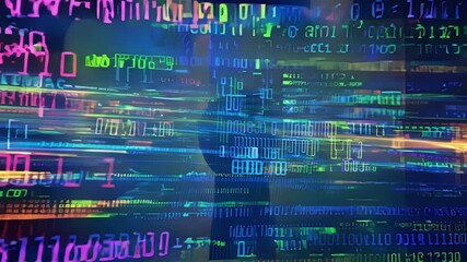 Poster - experience the vibrant movement of data streams and code as they converge in a cutting-edge digital 