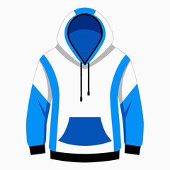 Realistic white and blue hoodies vector design on a white background