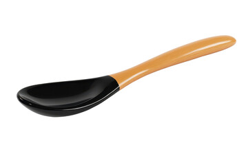 Close-up image of a modern black and wooden kitchen spoon isolated on a transparent background. perfect for cooking and kitchen-related themes.