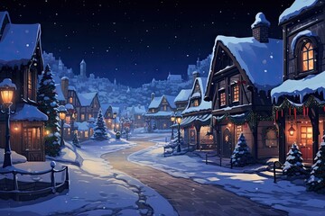 Canvas Print - Christmas village christmas outdoors snow.