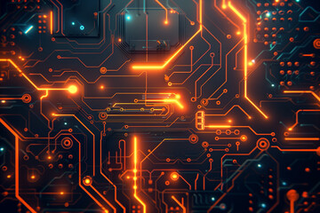 Poster - Abstract Circuitry with Glowing Lines