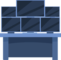 Poster - Multiple cctv cameras displaying security footage on monitors at security guard desk
