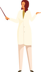 Poster - Scientist is standing and holding a pointer stick while explaining something