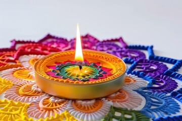 Poster - Indian rangoli candle celebration creativity decoration.