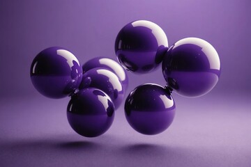Wall Mural - purple spheres floating against purple background, illustration