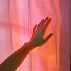 Poster - Blurred hand finger pink silhouette.