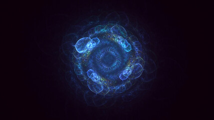 Poster - 3D manual rendering abstract fantasy light fractal background. Its not AI Generatd illustration.
