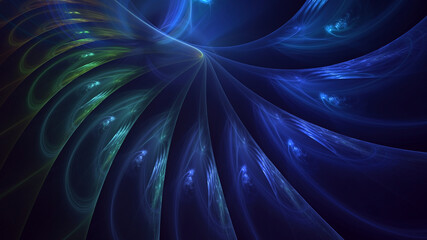 Poster - 3D manual rendering abstract fantasy light fractal background. Its not AI Generatd illustration.
