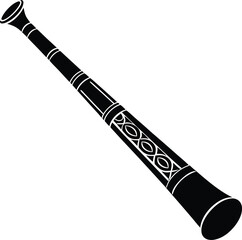 Wall Mural - Didgeridoo musical instrument silhouette black and white