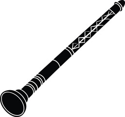 Wall Mural - Didgeridoo musical instrument silhouette black and white