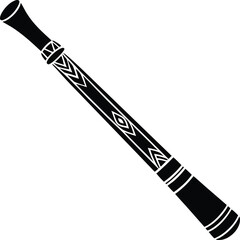 Wall Mural - Didgeridoo musical instrument silhouette black and white