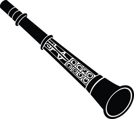 Wall Mural - Didgeridoo musical instrument silhouette black and white